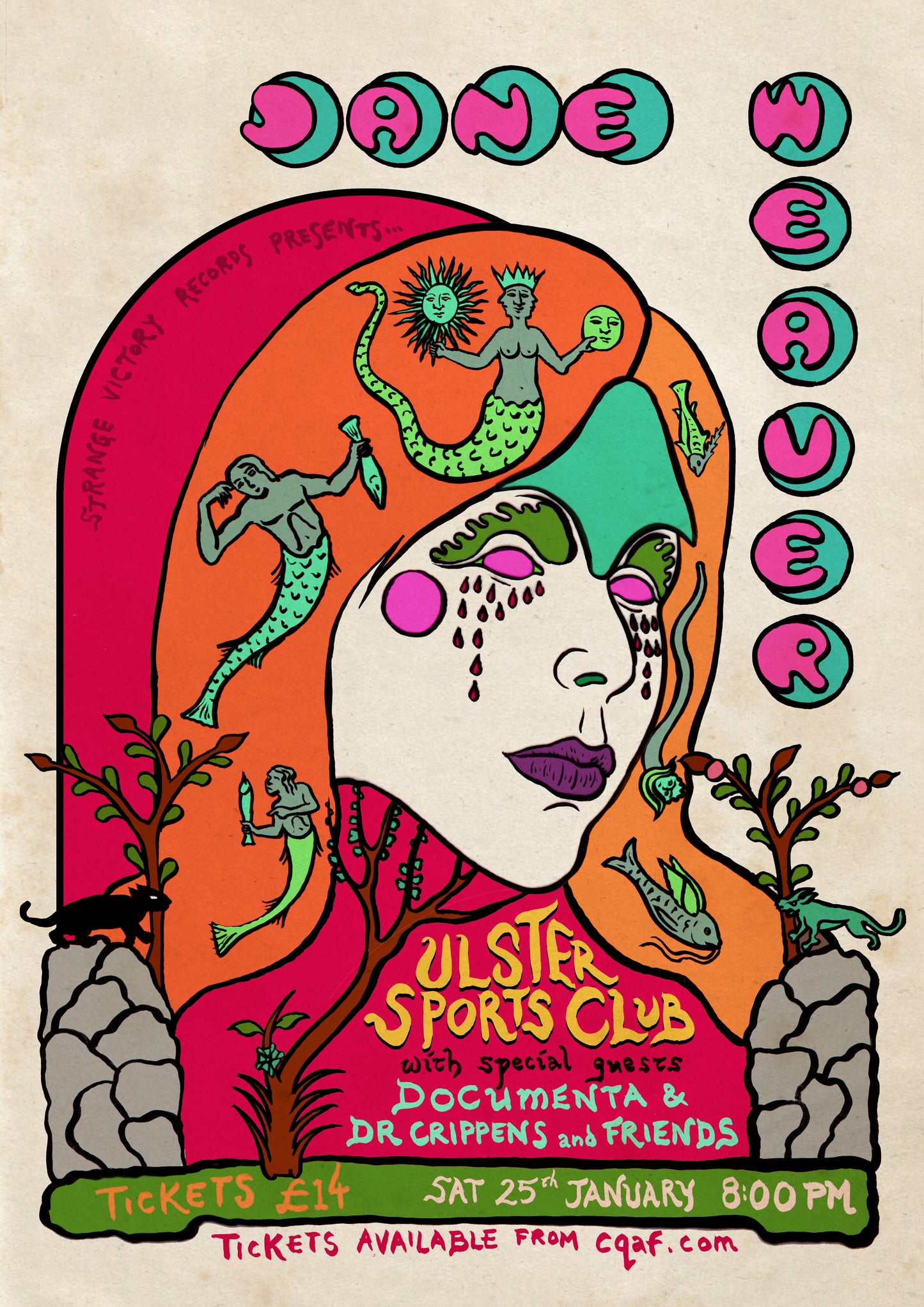 Jane Weaver A3 Belfast Gig Poster - By Micheal Eaton